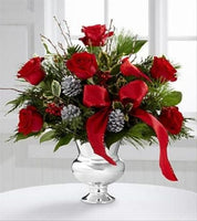 Red Vase Christmas Arrangement